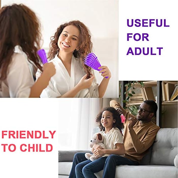 BOAO 2 Pieces Detangling Brush for Afro America/African Hair Textured 3a to 4c Wavy/Curly/Coily/Wet/Dry/Oil/Thick/Long Hair, Knots Detangler Easy to Clean (Pink, Purple) - Image 4